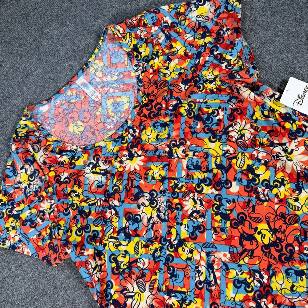 LuLaRoe Disney Mickey Mouse Classic Print Short Sleeve Top Large DE-5490 #4462